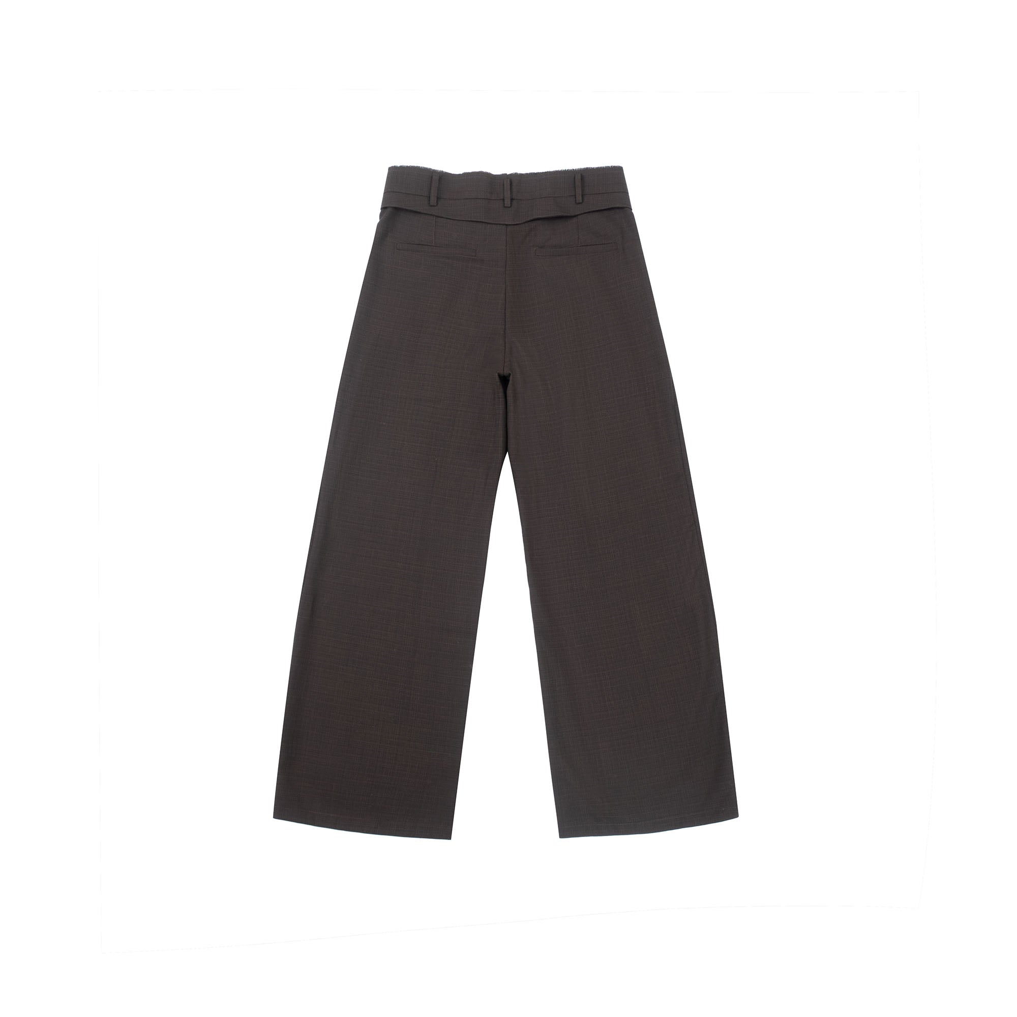 IN EXISTENCE Inverted Pleats Mini Check Wide-Leg Trousers