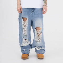 BLACK8MOB Heavy Ripped Washed Baggy Jeans