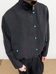 KREATE Gem Button Stand-Collar Wellington Jacket