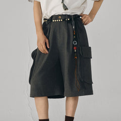 GONGHE REPUB Retro Pleated Multi-Pocket Shorts