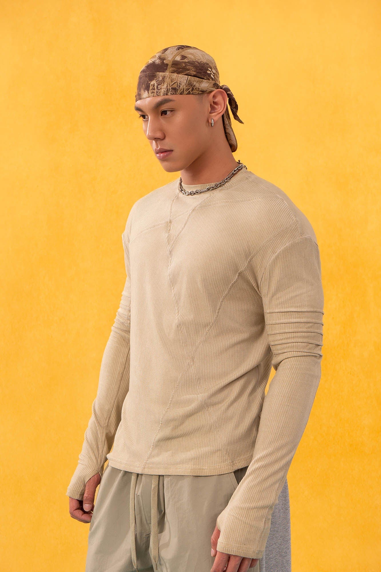 CLP Asymmetrical Spliced Slim Fit Long-Sleeve Tee
