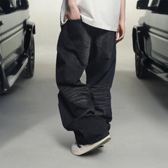 MAKEMORE Retro Washed Ripped Straight-Leg Jeans