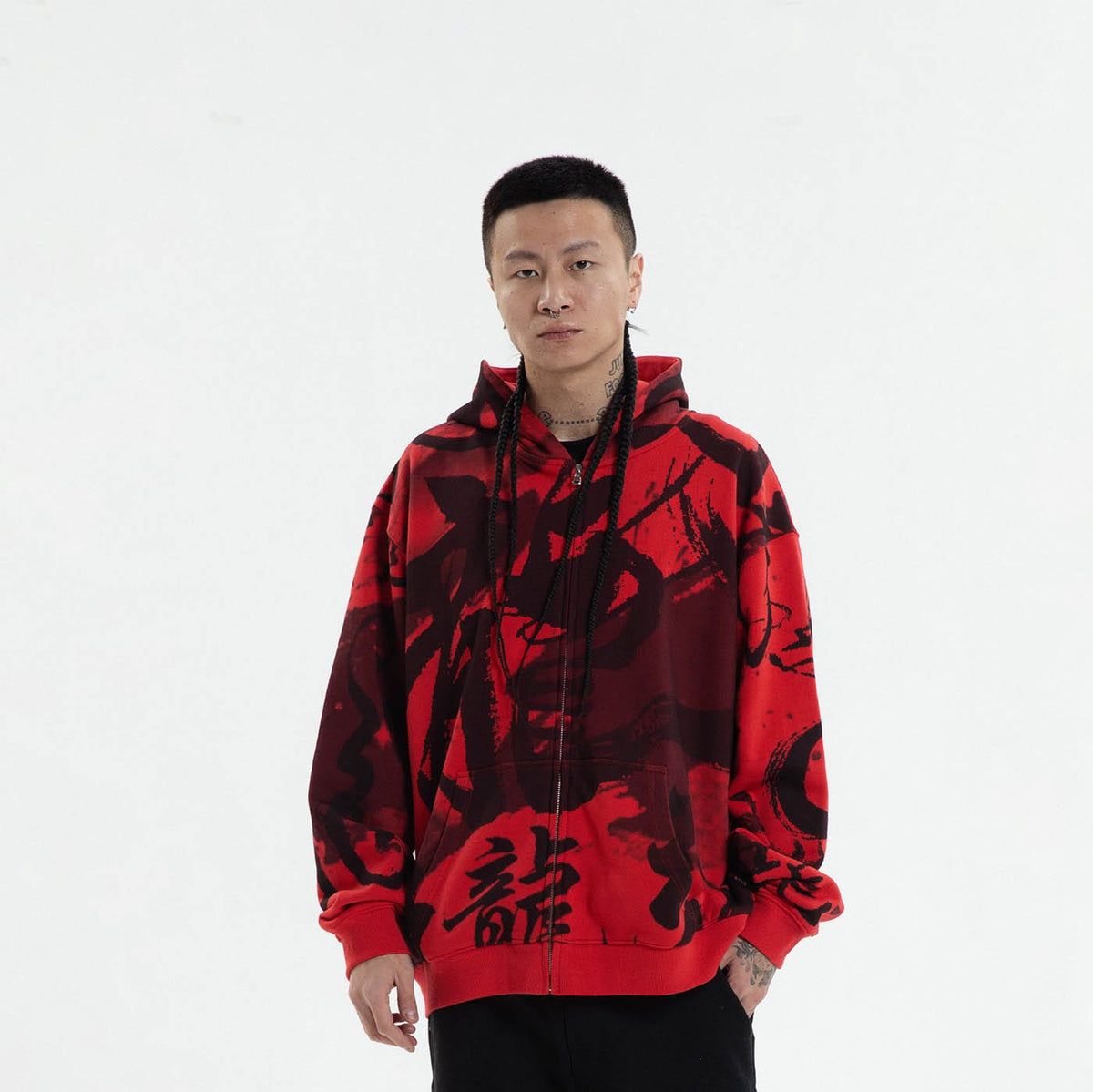 RTVG Calligraphy Full-Print Zip-Up Hoodie
