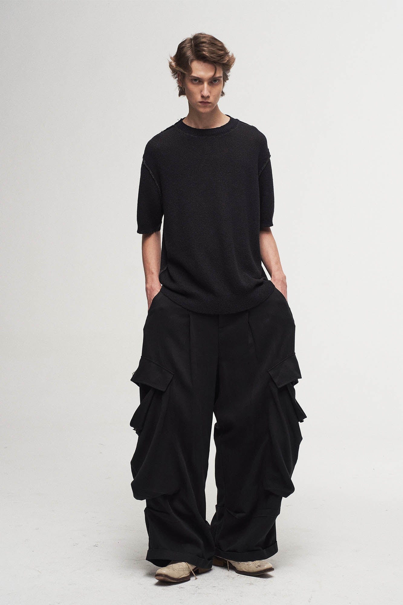 ILNya Nieternite Nifutur Draped Big-Pocket Wide-Leg Cargo Pants