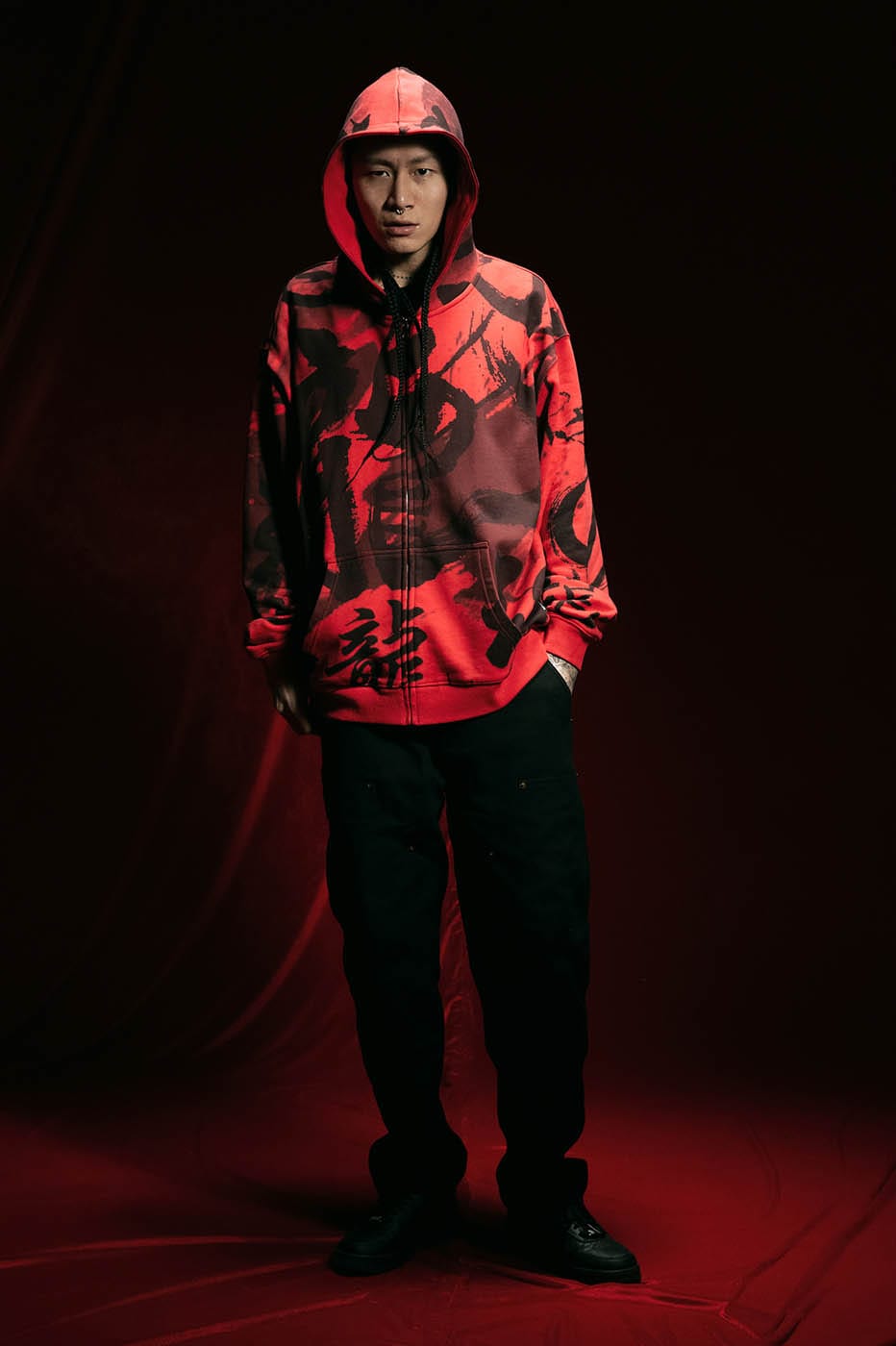 RTVG Calligraphy Full-Print Zip-Up Hoodie