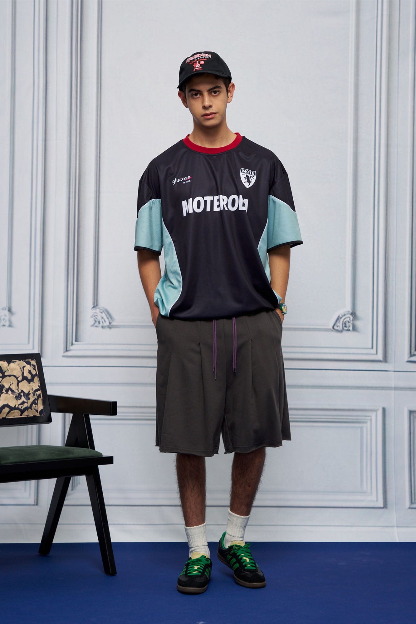 UNLIMITED MOTE x glucose by RMK Contrast Spliced Drawstring Hem Jersey