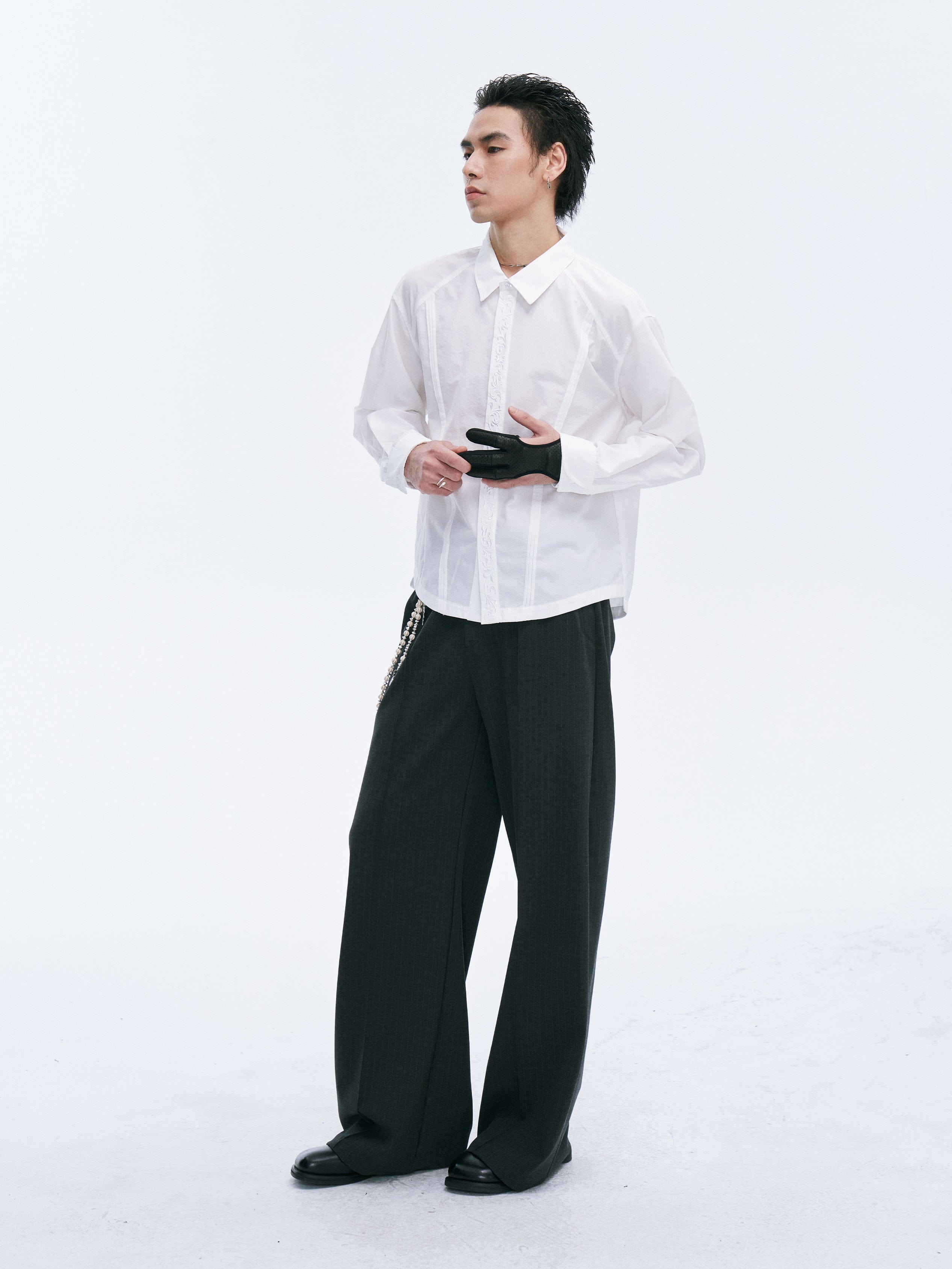 CATSSTAC Classic Pinstripe Wide-Leg Pants
