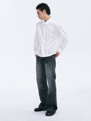 CATSSTAC Washed Panel Paint-Stain Wide-Leg Jeans