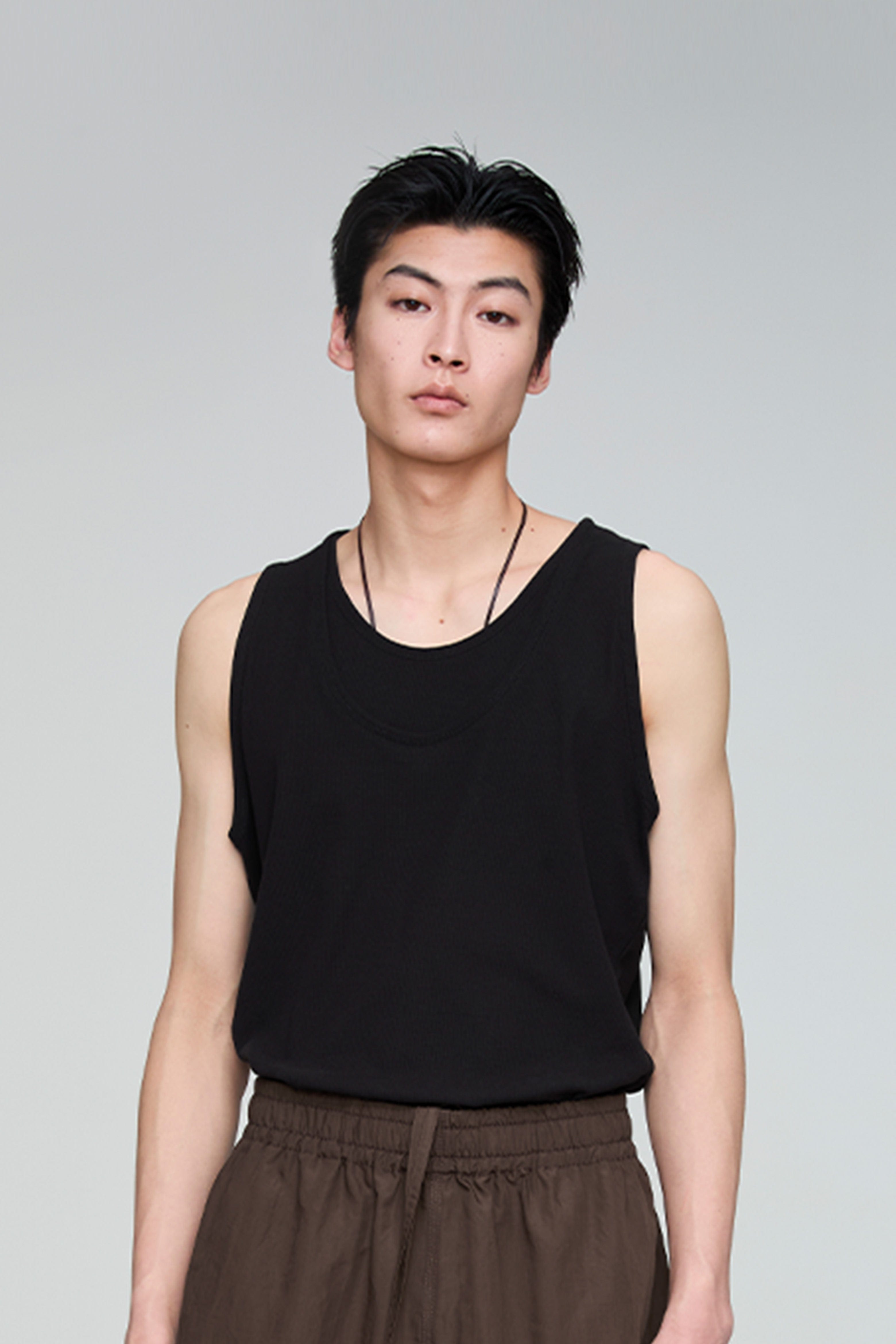 OPICLOTH Double-Layer Ribbed Tank Top