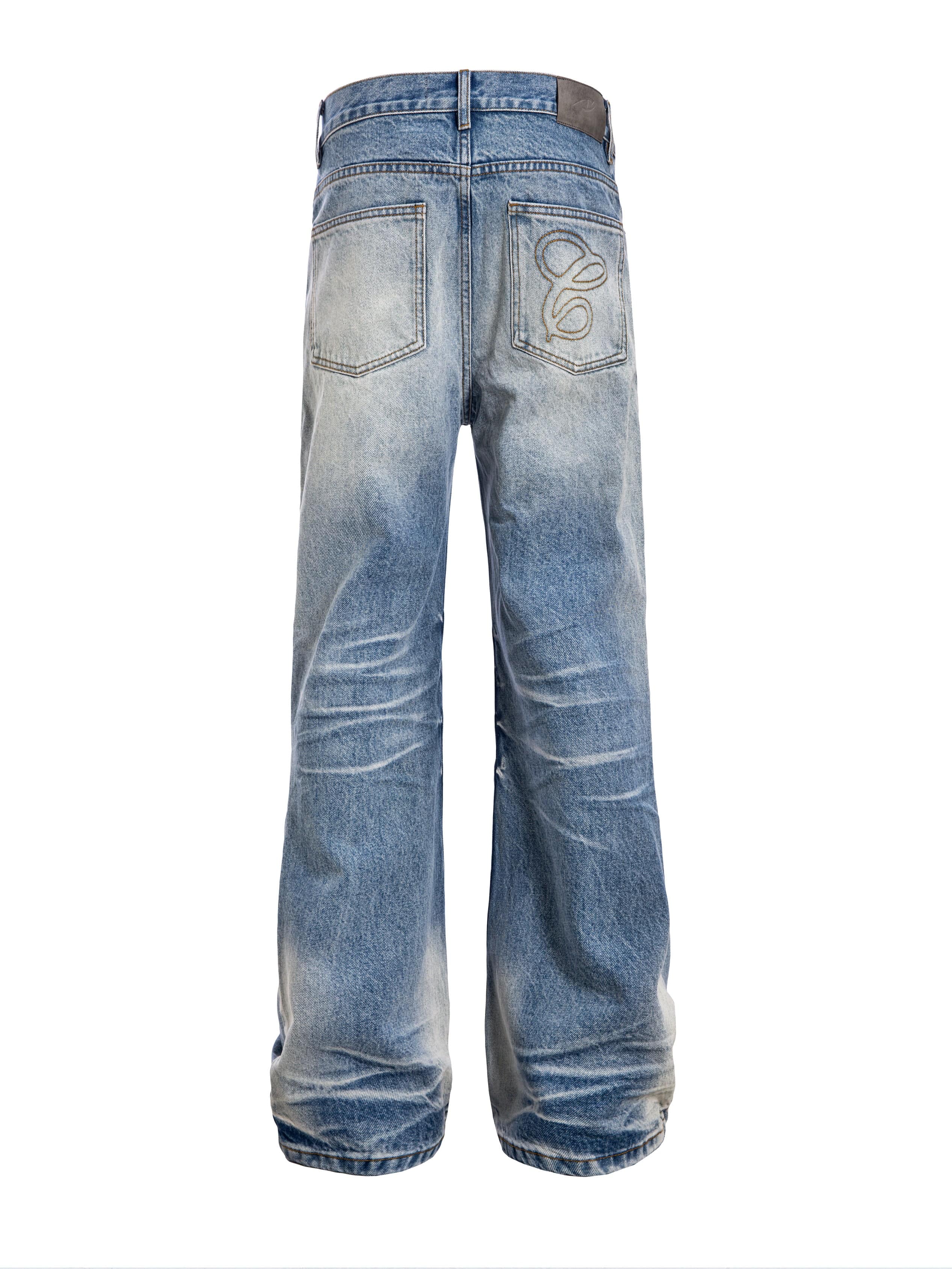 CATSSTAC Frost-Washed Distressed Straight-Leg Jeans