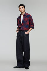 OPICLOTH Plaid Oversized Button-Up Shirt
