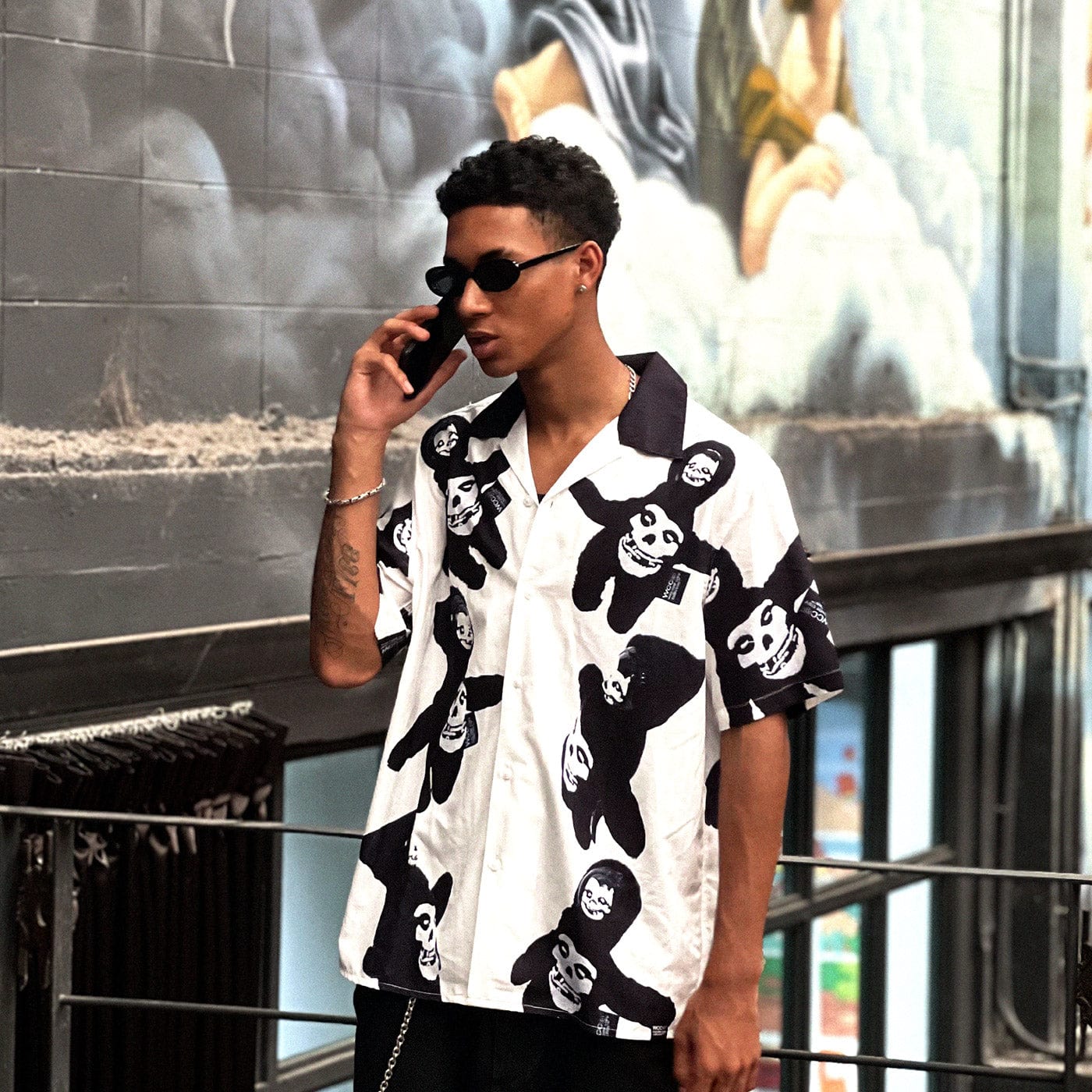 WCC Ghost Face Full Print Cuban Half Shirt