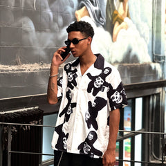 WCC Ghost Face Full Print Cuban Half Shirt