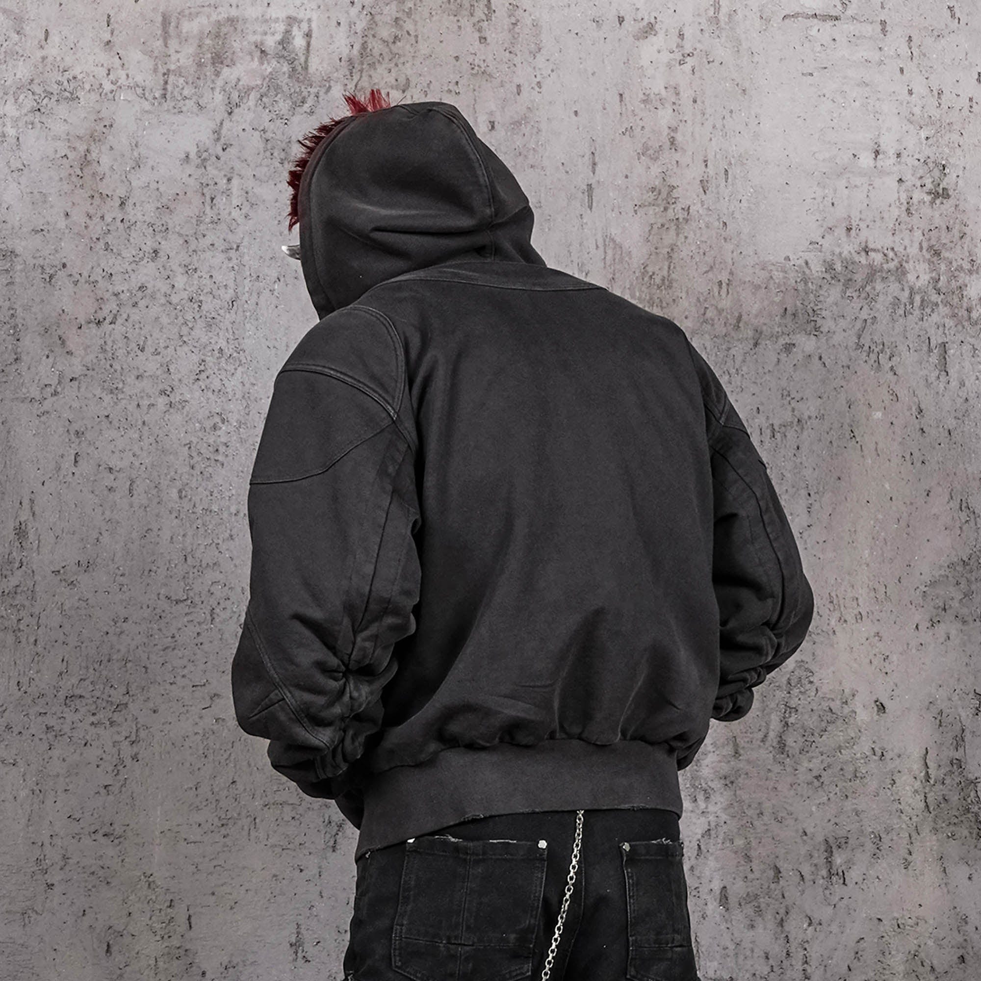 UNDERWATER Distressed Spliced Fallen Armor Zip-Up Hoodie