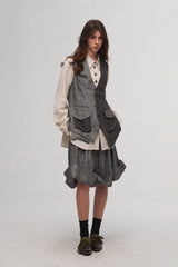 ILNya Nieternite Nifutur Crinkled Fold-Hem Pleated Linen Shorts