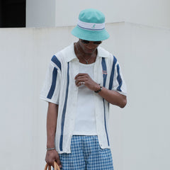 STEEPC No.96 Patchwork Striped Knit Half Shirt