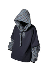 RELABEL Checked Detachable Hood Layered Shirt