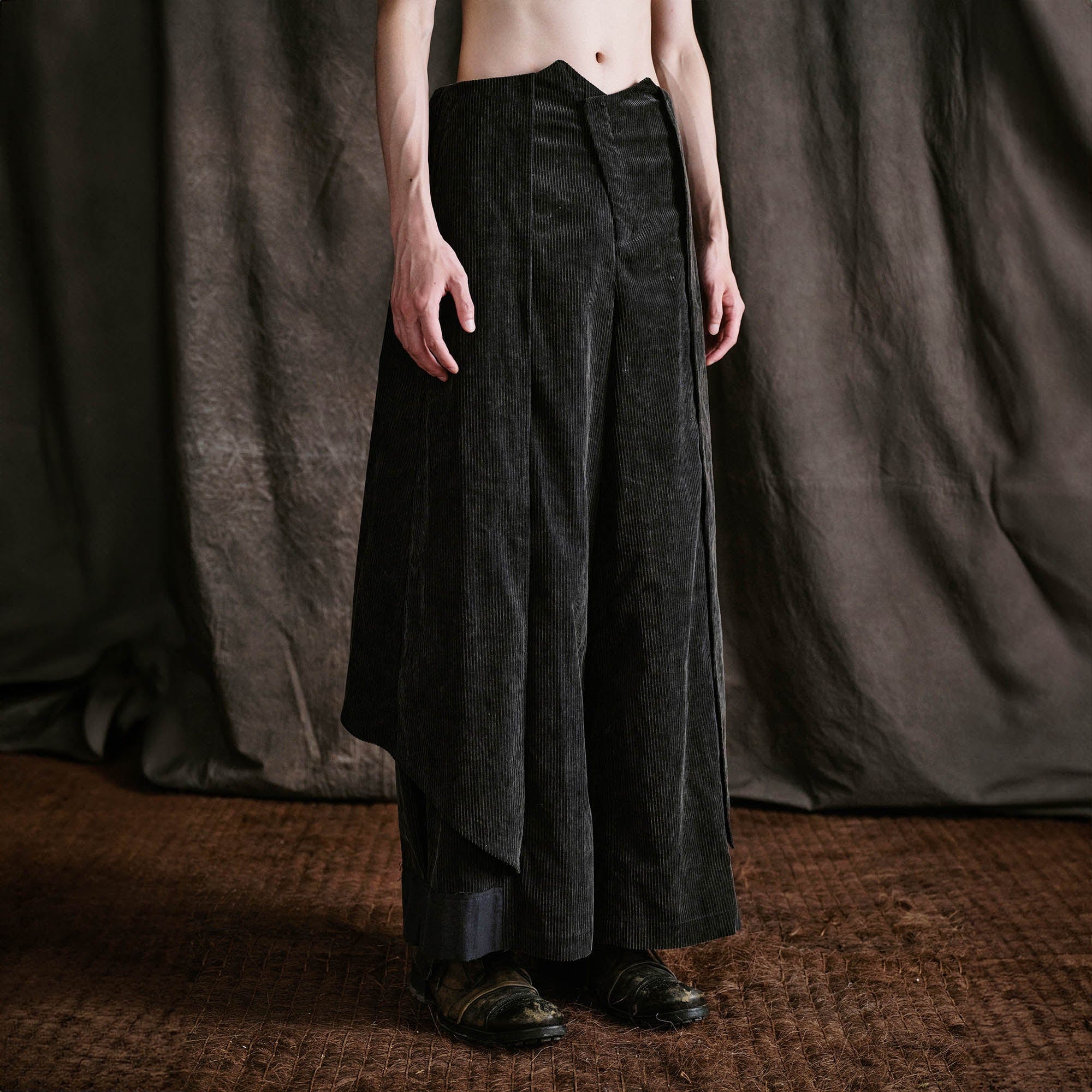 ILNya Nieternite Nifutur Layered Corduroy Wrap-Paneled Wide-Leg Trousers