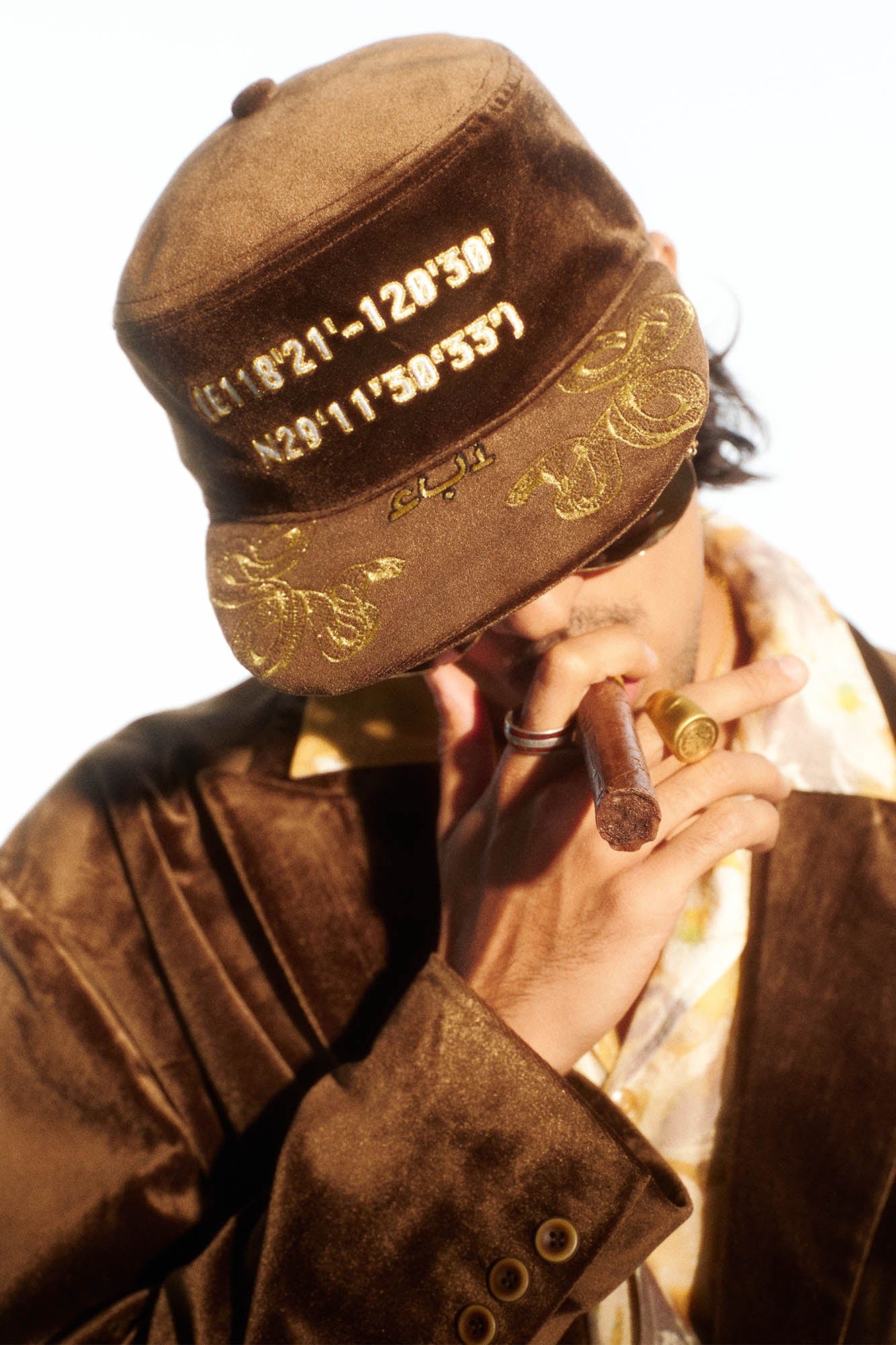 TRECLUB Snake Embroidered Coordinates Velvet Cap