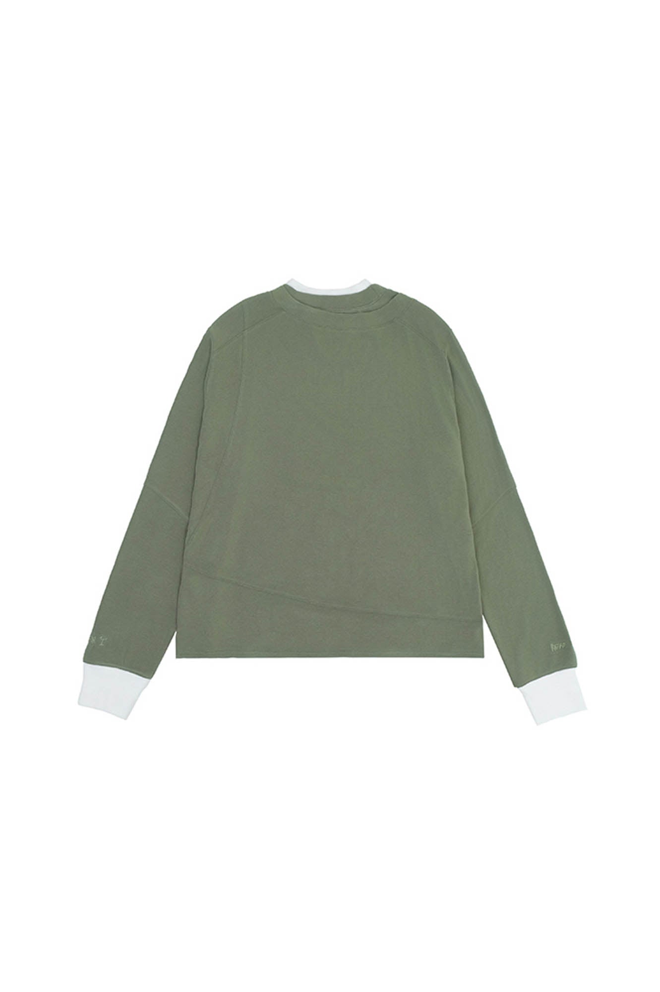 IN EXISTENCE Layered Asymmetrical Neck Embroidered Long-Sleeve Tee