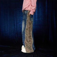 DND4DES Faux Fur Spliced Jeans