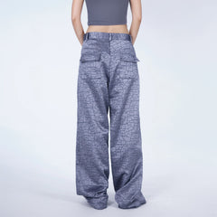 EMBRYO Deconstructed Front-Zipper Cracked Flared Pants