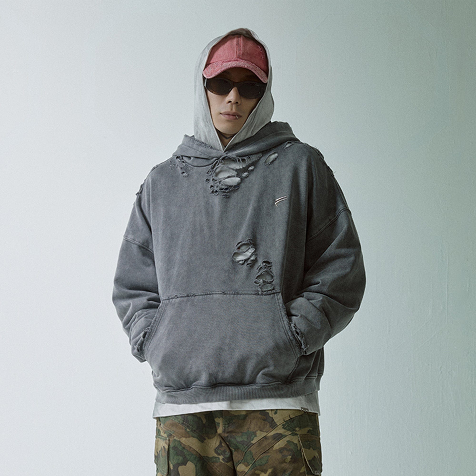 F2CE Essential Oversized Distressed Hoodie