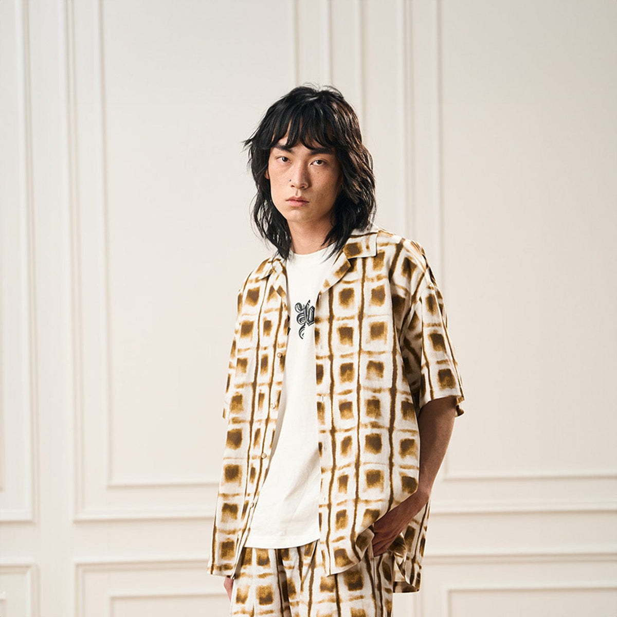 EPIC POETRY Ombre Check Spot Grid Half Shirt