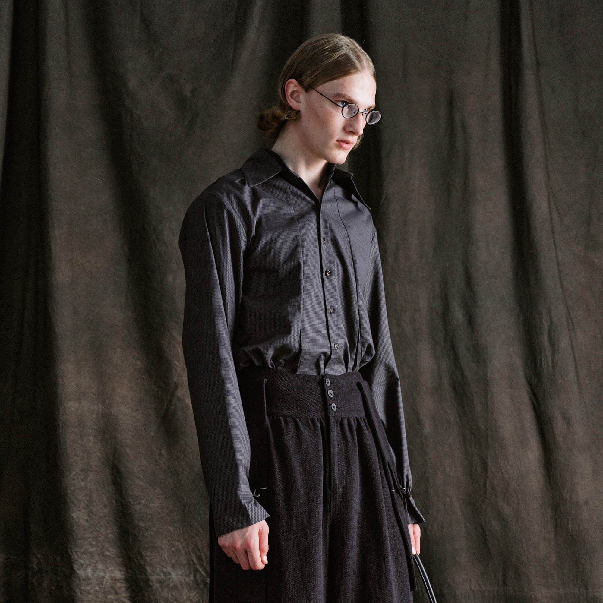ILNya Nieternite Nifutur Mini Houndstooth Detachable Pleat Shirt