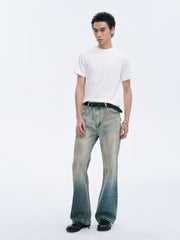 CATSSTAC Washed Sunfade Paint-Splatter Wide-Leg Jeans