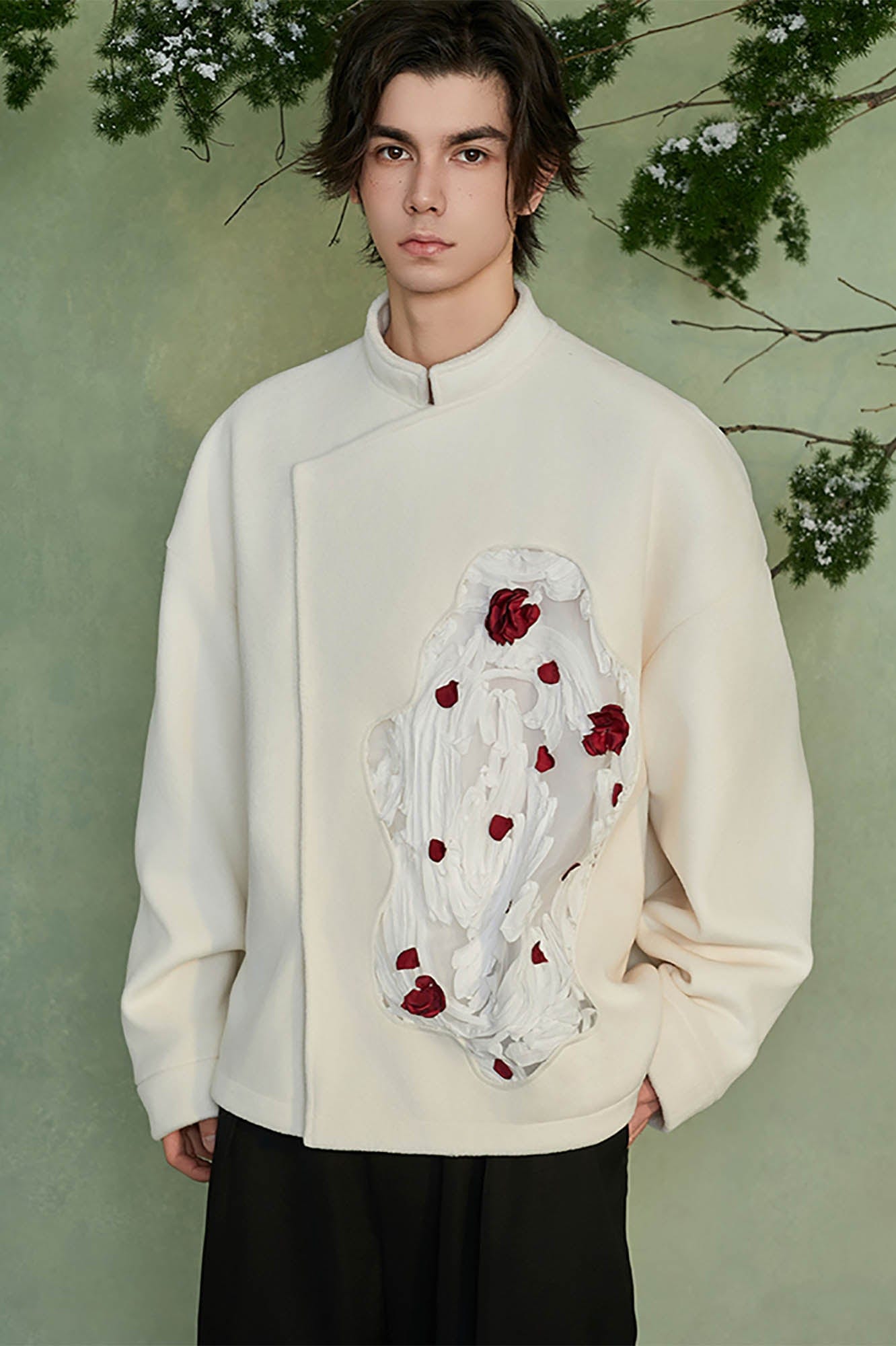 JIECHI Pond Bloom Mandarin Collar Blazer