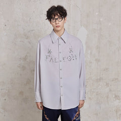 FACEONLAB Pinstriped Rivet Diamond Shirt