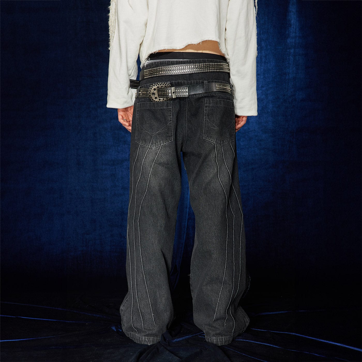 DND4DES Raw-Edge Faux Fur Spliced Jeans