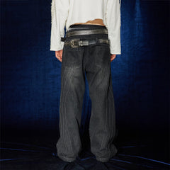 DND4DES Raw-Edge Faux Fur Spliced Jeans