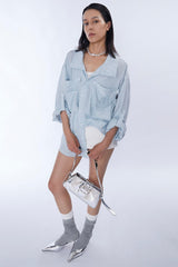 ASSEEN Rose Embroidered Pocket Linen-Blended Overshirt