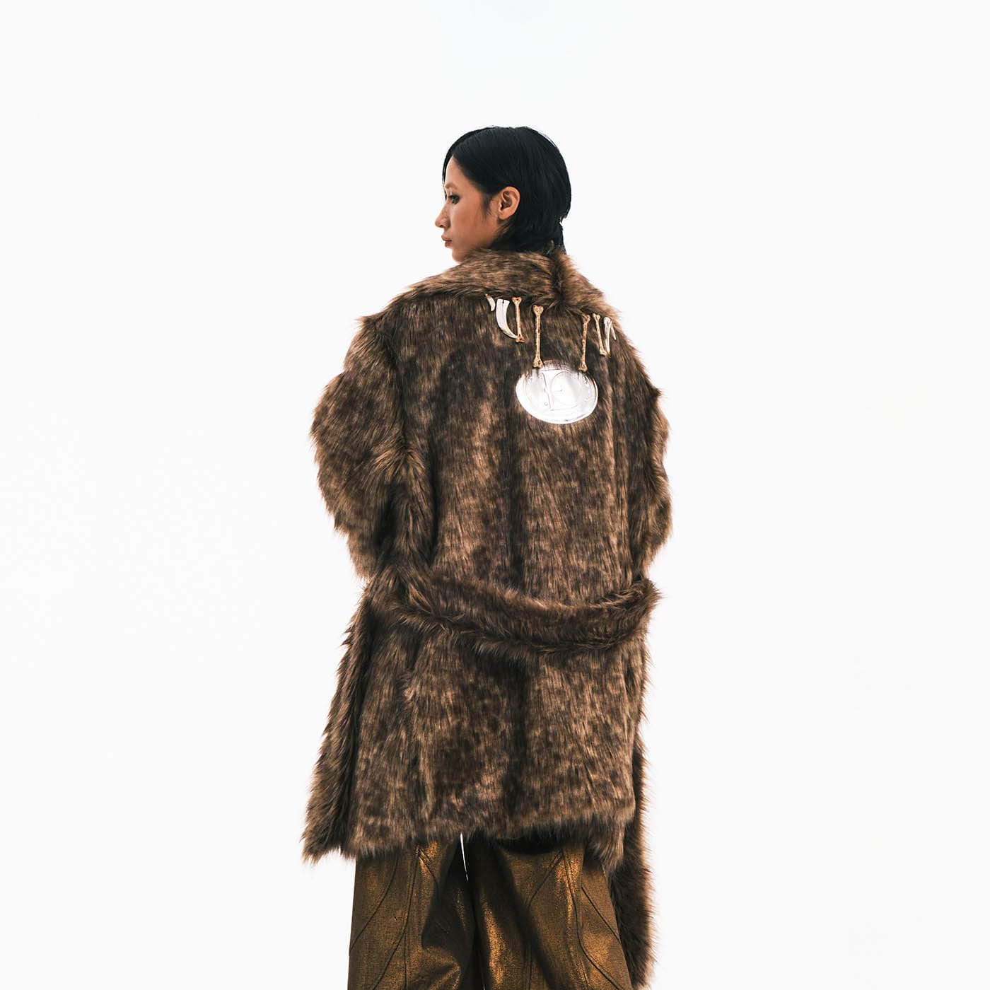 EMBRYO Faux Fur Bone Coat