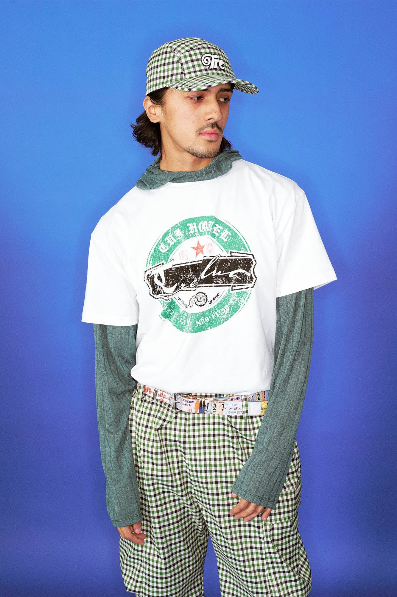 TRECLUB Plaid Patch Embroidered Cap