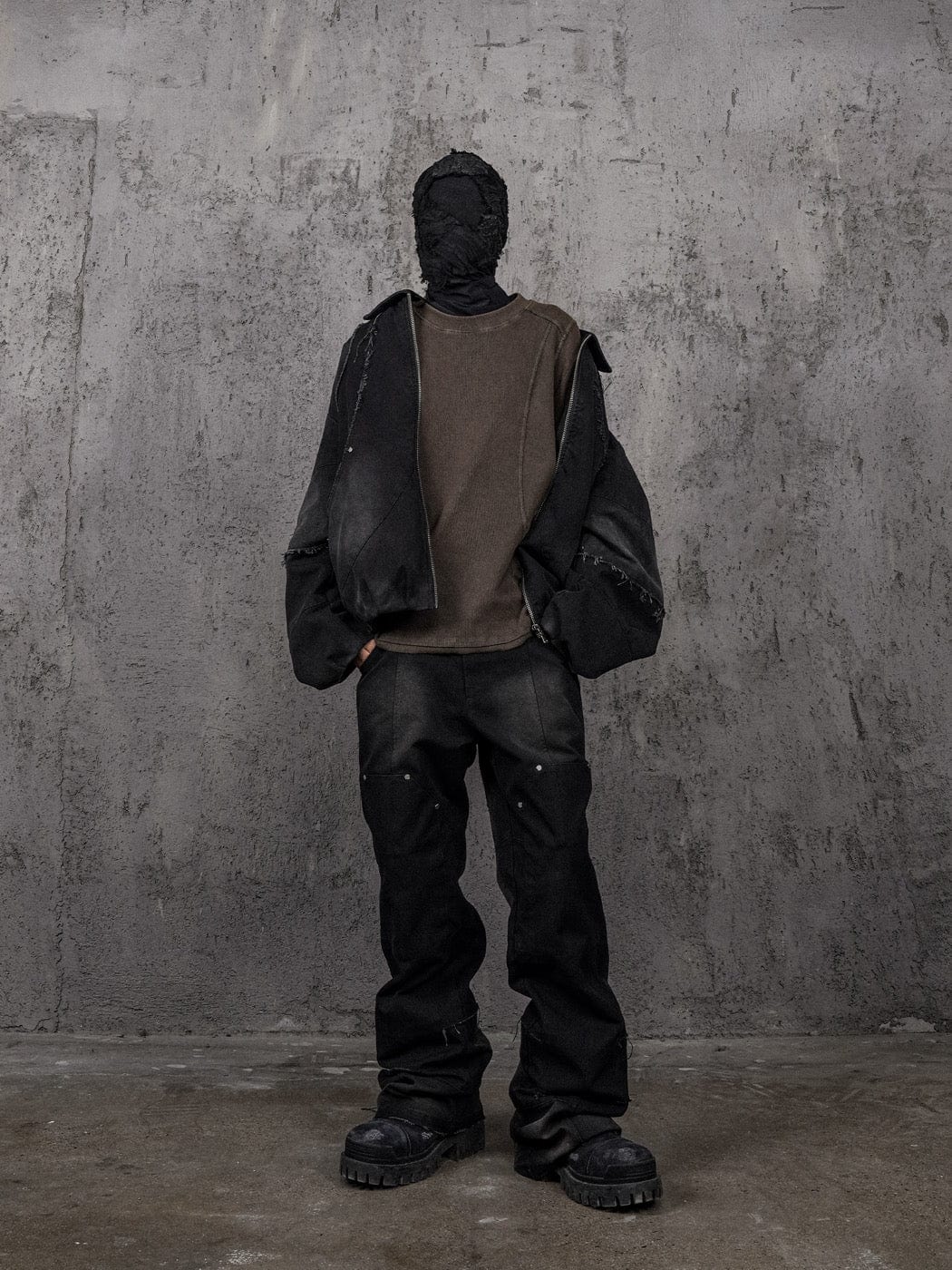 UNDERWATER Distressed Deconstructed Light Sweatshirt Brown