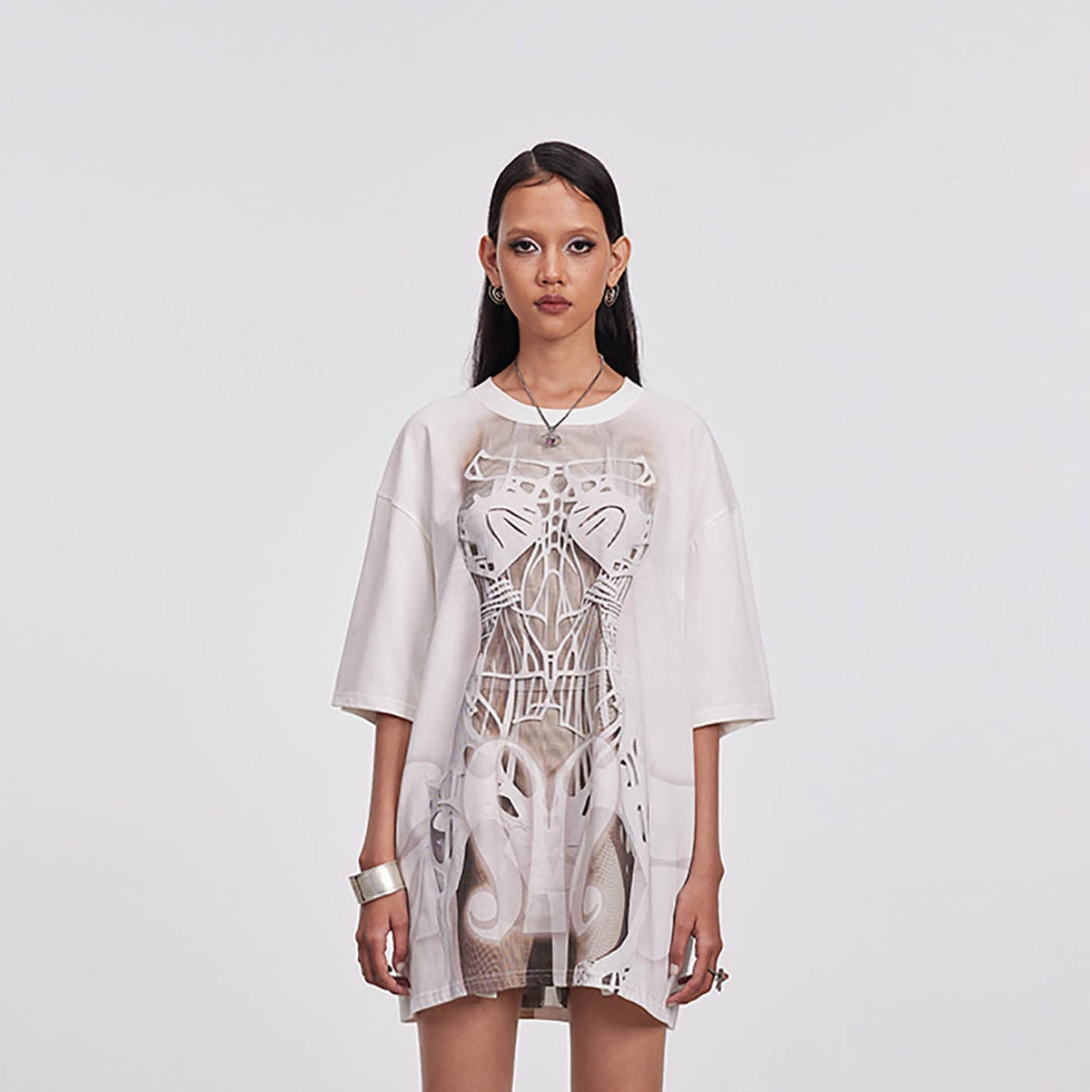 DAMAGE ASIA Skeleton Corset Full-Print T-Shirt