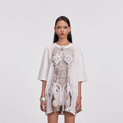 DAMAGE ASIA Skeleton Corset Full-Print T-Shirt