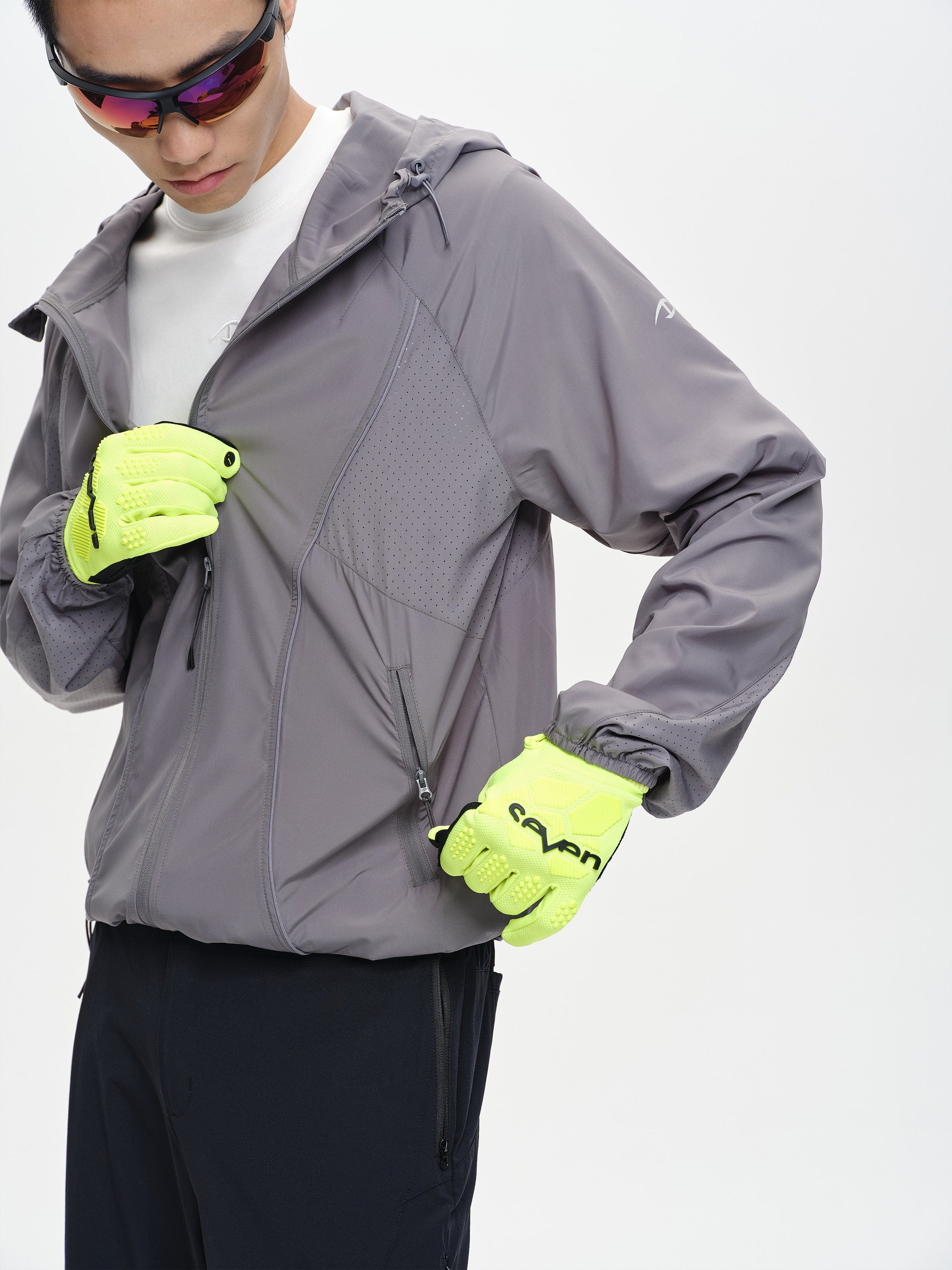 CATSSTAC Spliced Laser-Perforated Waterproof UV Production Hooded Jacket