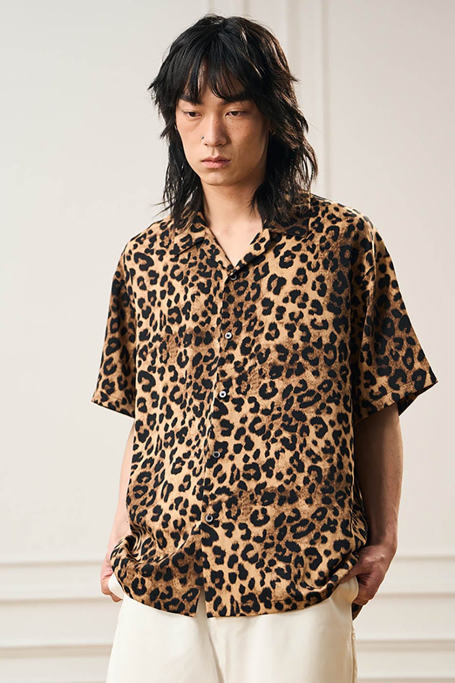 EPIC POETRY Leopard Cuban Half Shirt