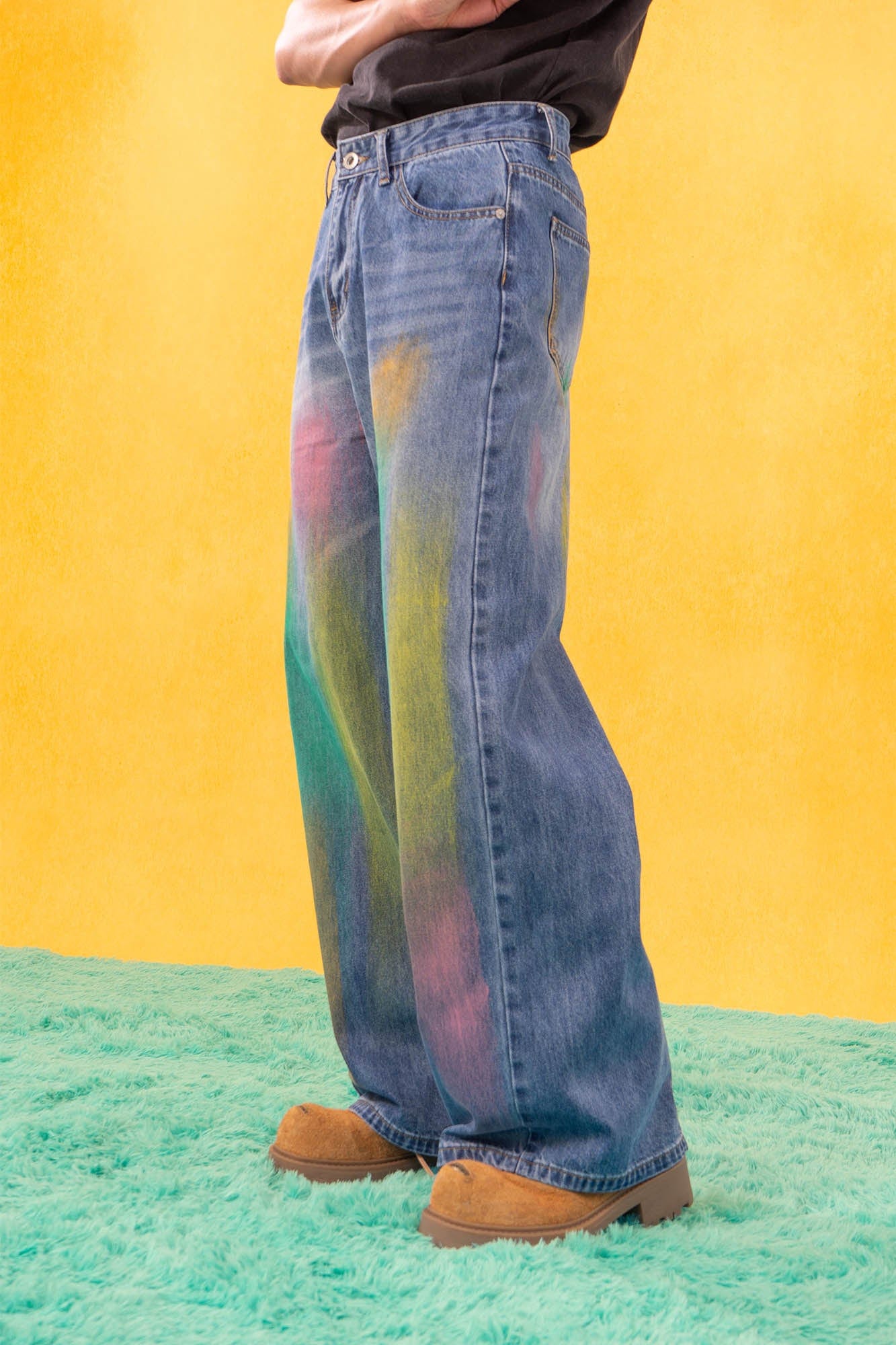 CLP MultiColor Brushed Wide-Leg Jeans