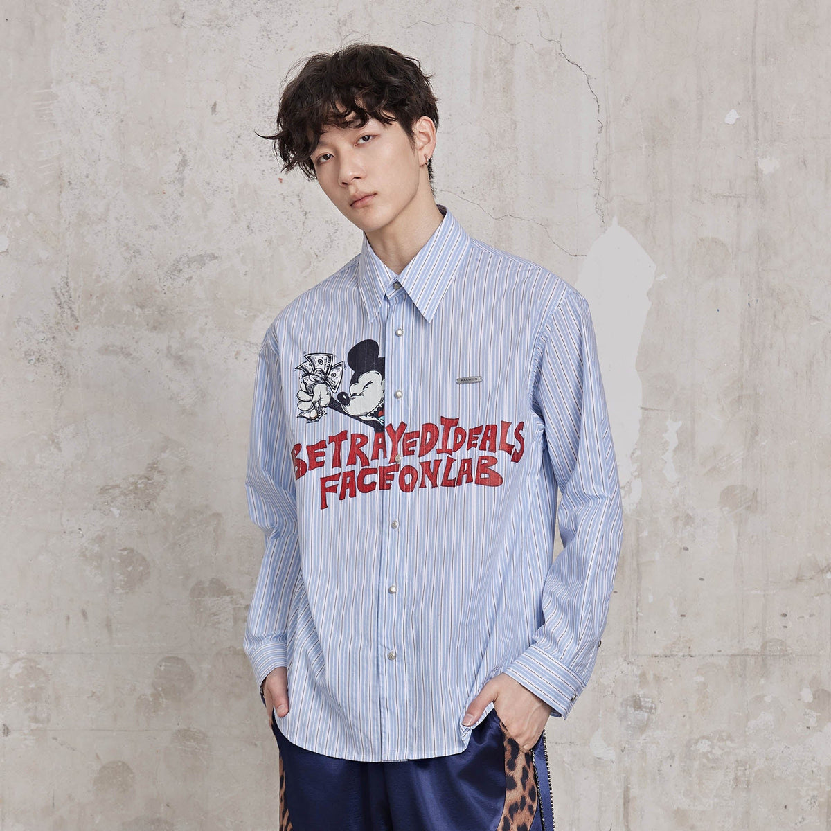 FACEONLAB Betrayed Ideals Pinstriped Shirt