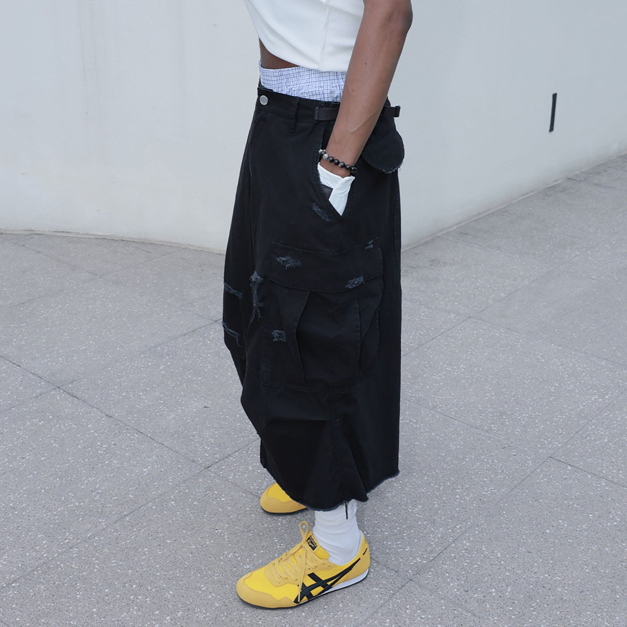 STEEPC Ripped Multi-Pocket Spliced Shorts