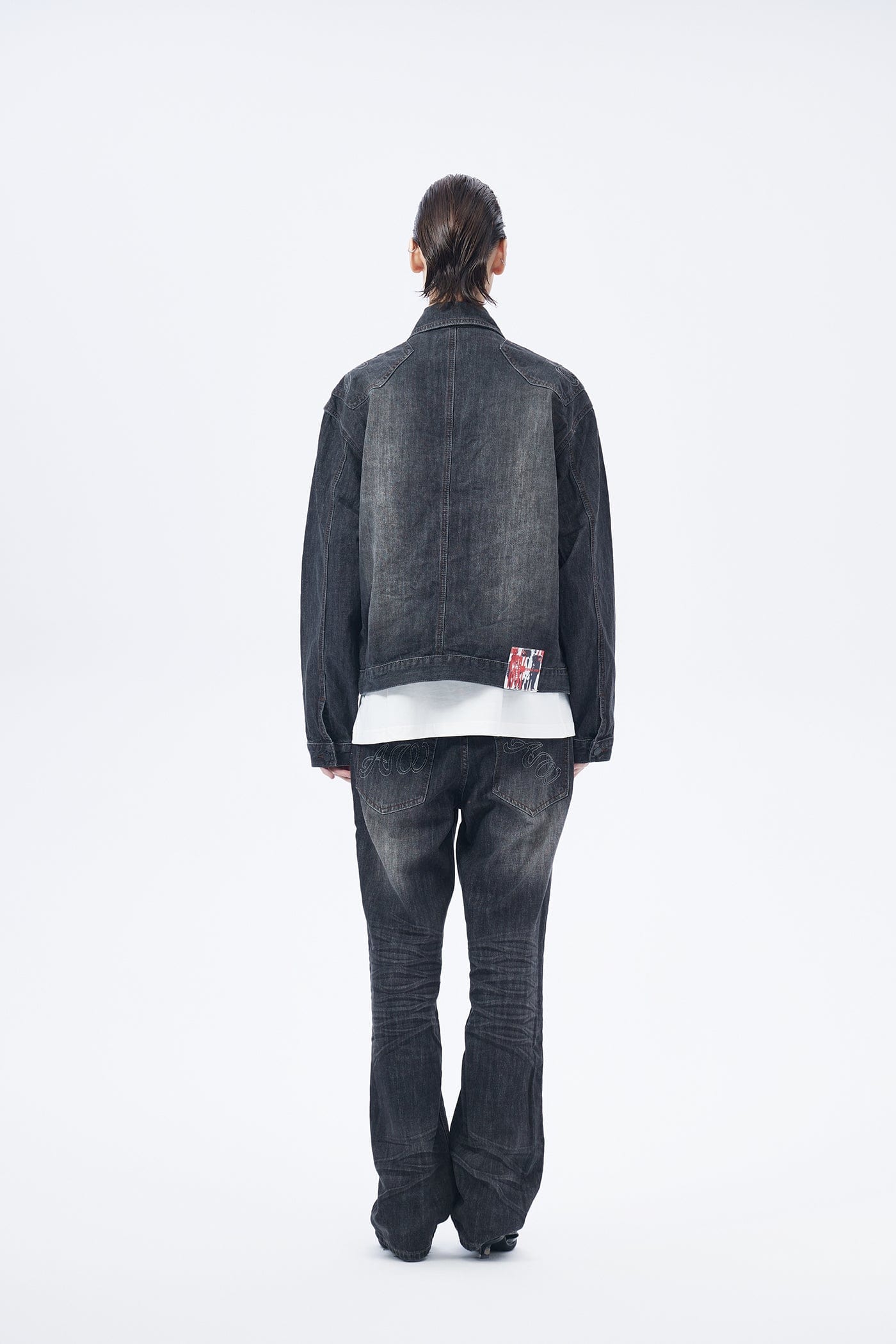 ARTIFICIAL WORLD Deconstructed Faded Denim Jacket