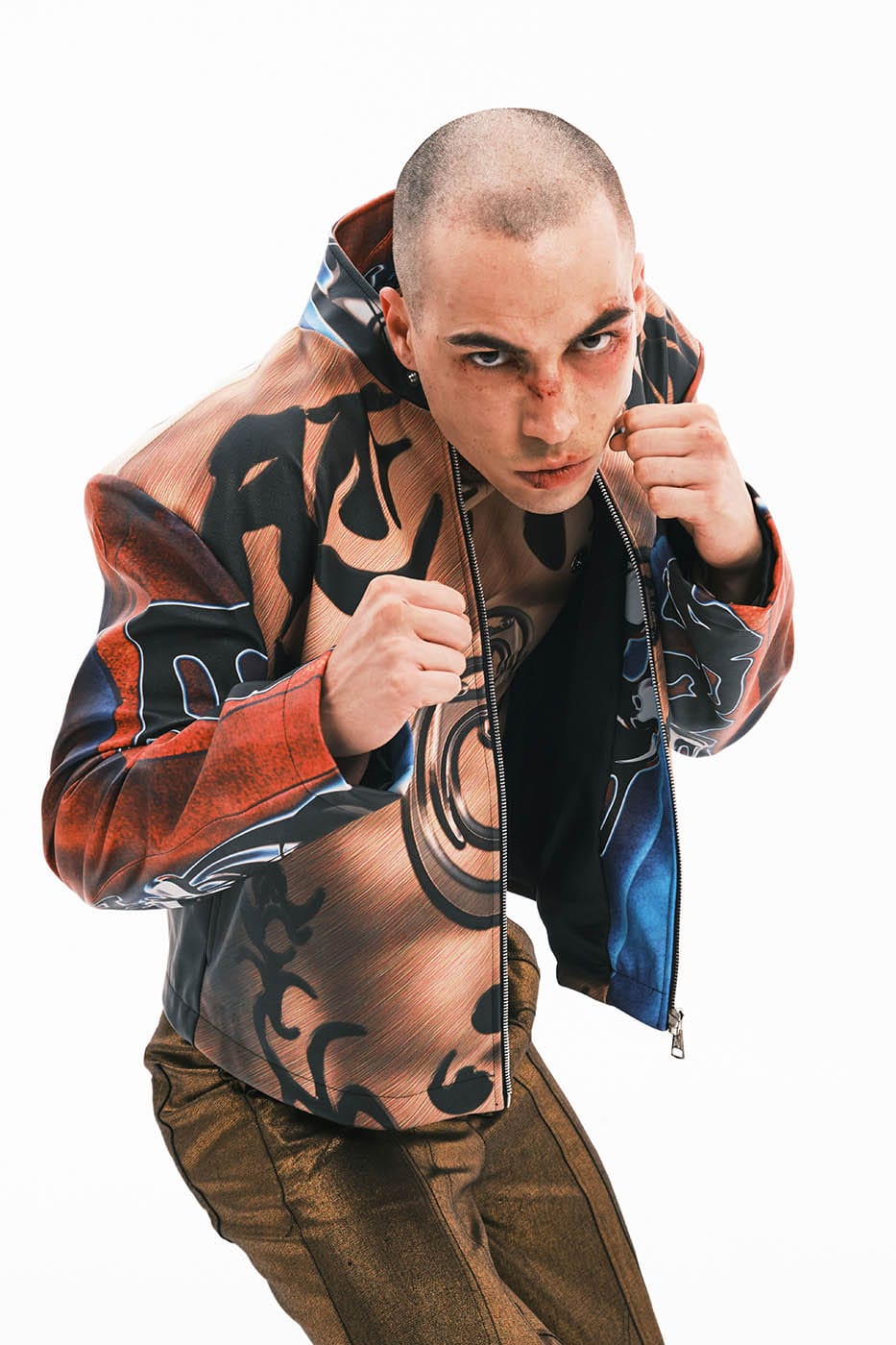 EMBRYO Cyber Totemic Muscle Faux Leather Jacket
