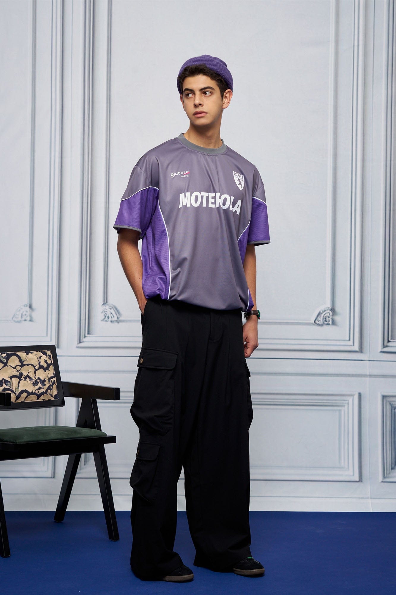 UNLIMITED MOTE x glucose by RMK Contrast Spliced Drawstring Hem Jersey