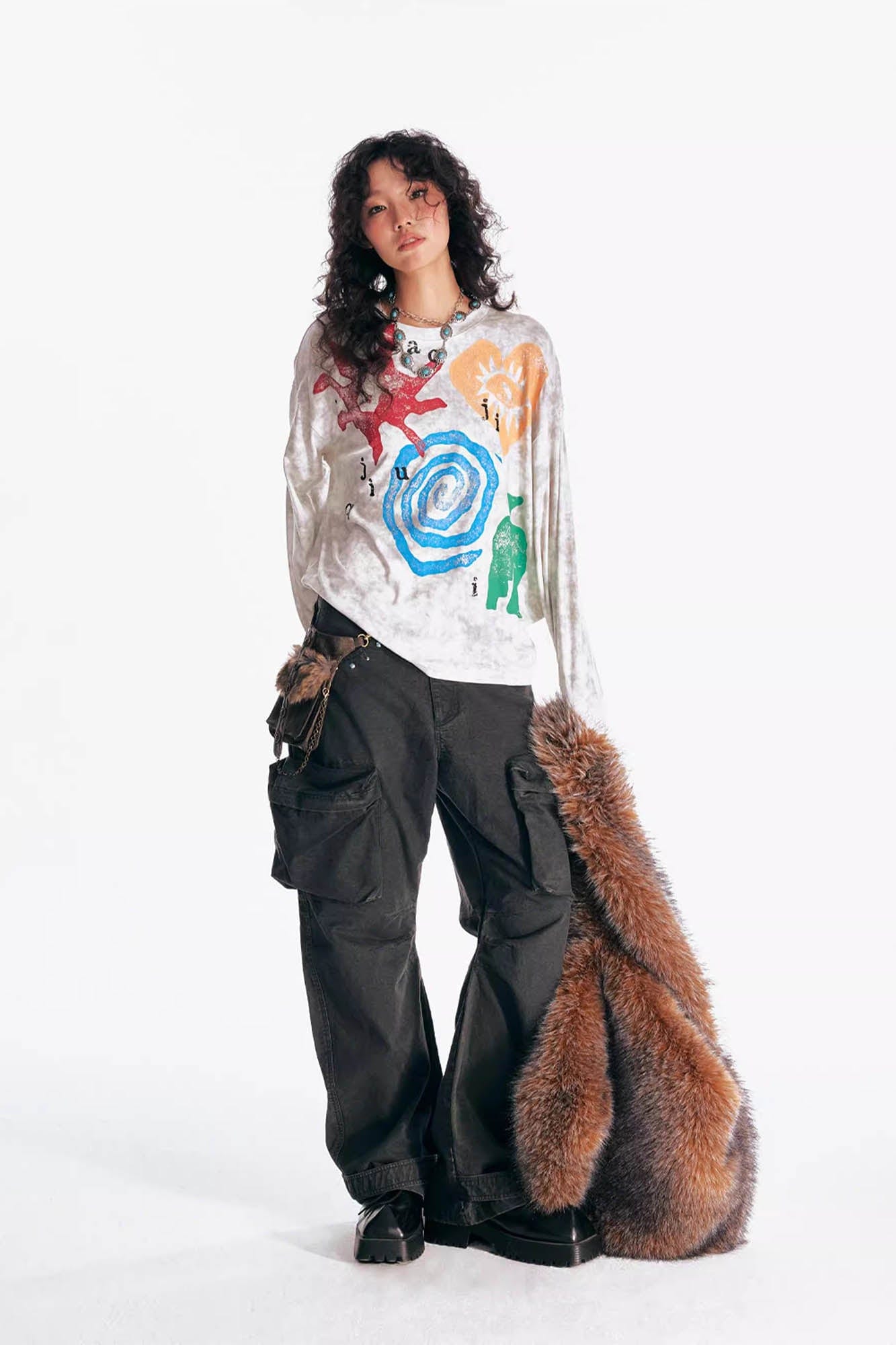 1997 POSTOFFICE Distressed Tribal Graphics Long-Sleeve Tee