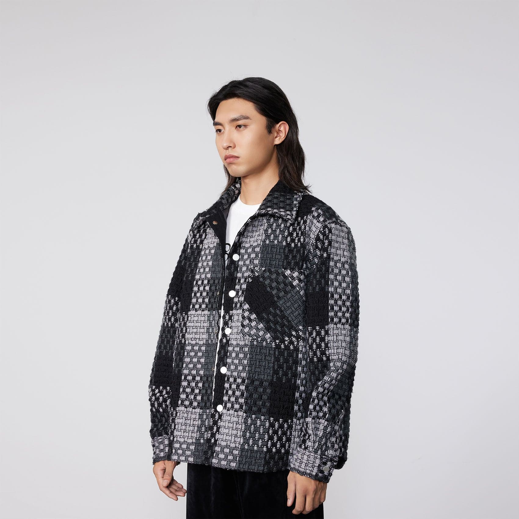BONELESS Contrast Tweed Plaid Jacket
